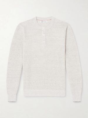 Ribbed Linen and Cotton-Blend Henley Shirt Ribbed Linen and Cotton-Blend Henley Shirt