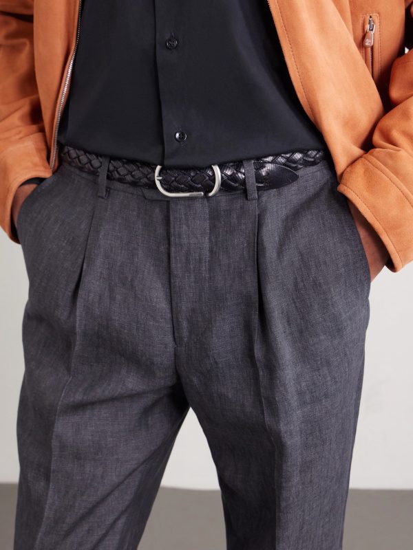Slim-Fit Pleated Linen Suit Trousers - CU Slim-Fit Pleated Linen Suit Trousers - CU