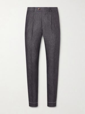 Slim-Fit Pleated Linen Suit Trousers Slim-Fit Pleated Linen Suit Trousers