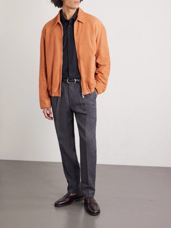 Slim-Fit Pleated Linen Suit Trousers - OU Slim-Fit Pleated Linen Suit Trousers - OU