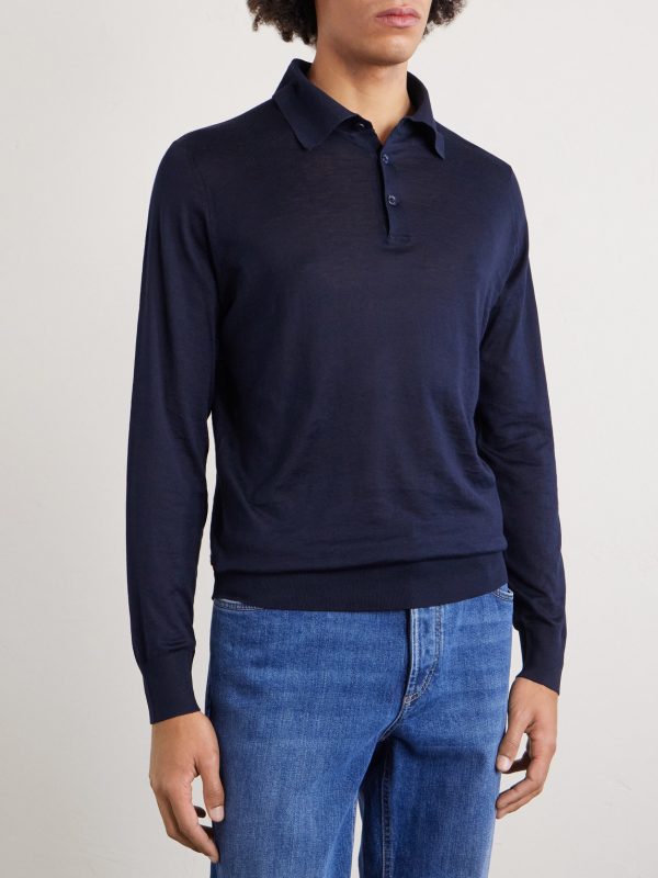 Silk and Cotton-Blend Polo Shirt - FR Silk and Cotton-Blend Polo Shirt - FR