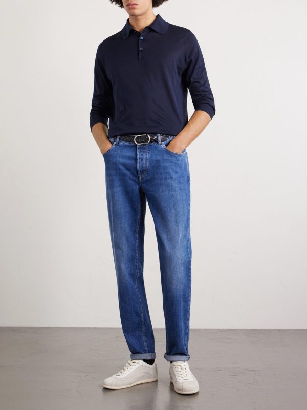 Silk and Cotton-Blend Polo Shirt - OU Silk and Cotton-Blend Polo Shirt - OU