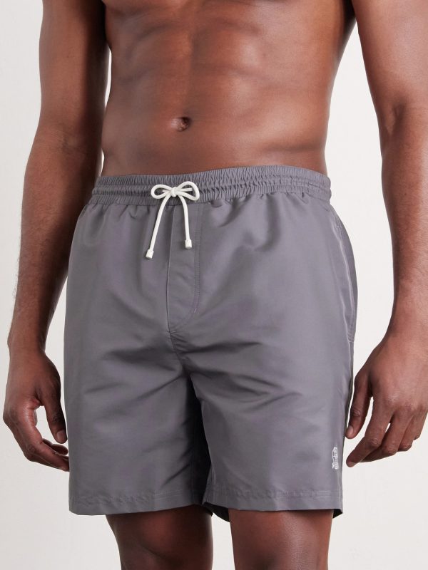 Straight-Leg Mid-Length Logo-Embroidered Swim Shorts - FR Straight-Leg Mid-Length Logo-Embroidered Swim Shorts - FR