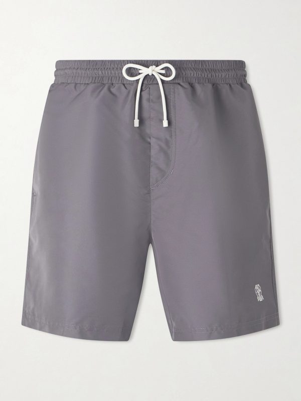 Straight-Leg Mid-Length Logo-Embroidered Swim Shorts Straight-Leg Mid-Length Logo-Embroidered Swim Shorts