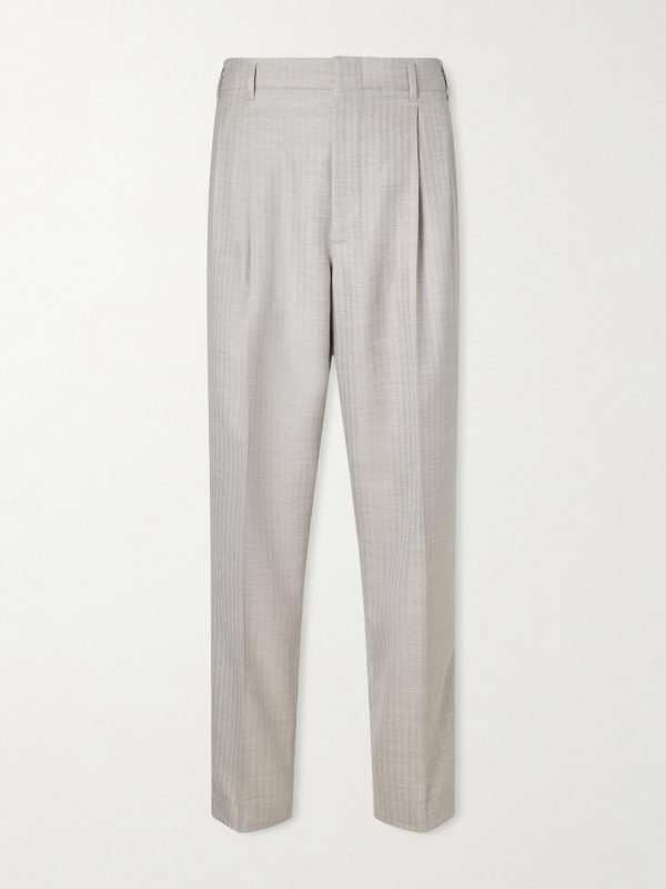 Tapered Pleated Cashmere and Silk-Blend Suit Trousers Tapered Pleated Cashmere and Silk-Blend Suit Trousers