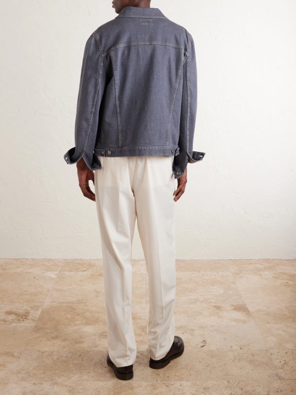 Straight-Leg Pleated Cotton-Twill Suit Trousers - BK