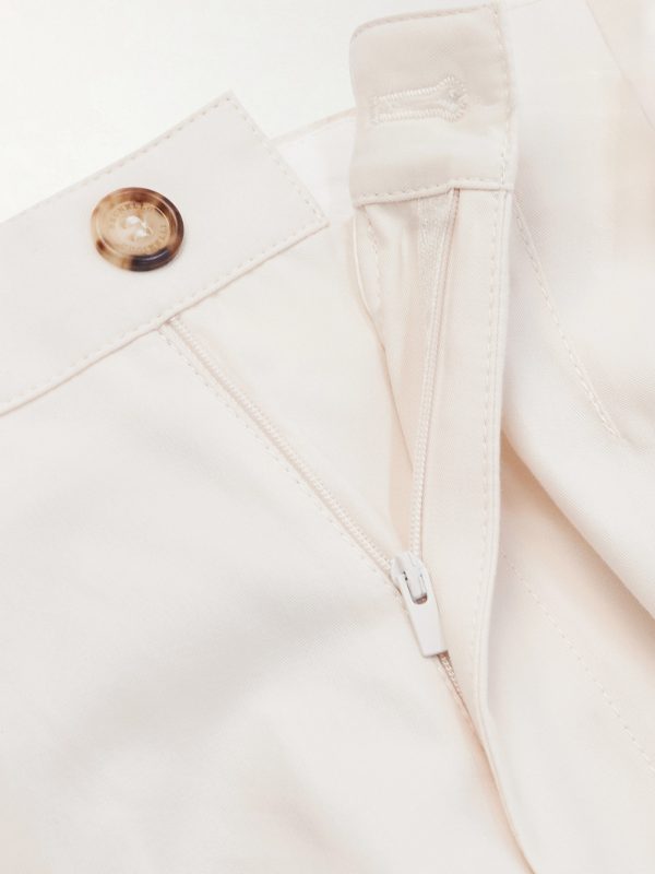 Straight-Leg Pleated Cotton-Twill Suit Trousers - E1