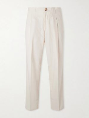 Straight-Leg Pleated Cotton-Twill Suit Trousers Straight-Leg Pleated Cotton-Twill Suit Trousers