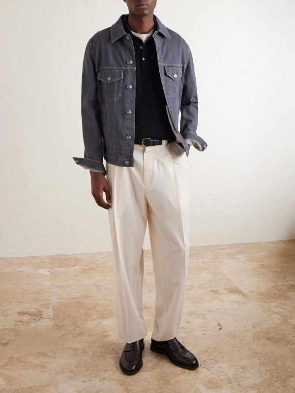 Straight-Leg Pleated Cotton-Twill Suit Trousers - OU
