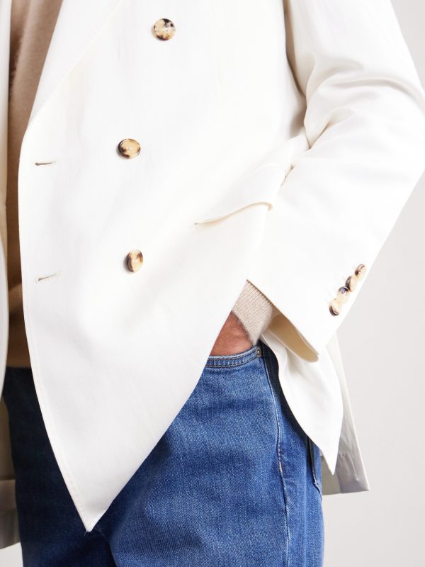 Double-Breasted Silk and Linen-Blend Blazer - E2 Double-Breasted Silk and Linen-Blend Blazer - E2