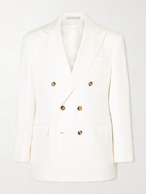Double-Breasted Silk and Linen-Blend Blazer Double-Breasted Silk and Linen-Blend Blazer