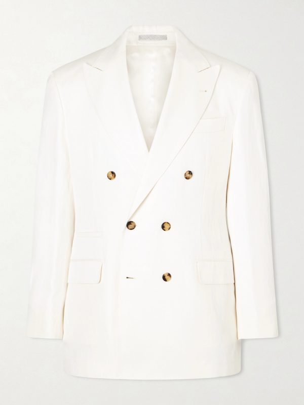 Double-Breasted Silk and Linen-Blend Blazer Double-Breasted Silk and Linen-Blend Blazer