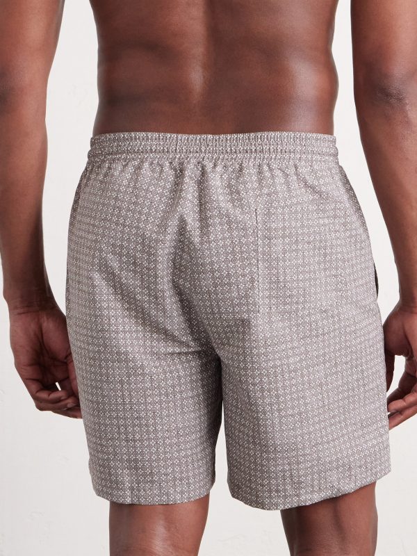 Straight-Leg Mid-Length Logo-Embroidered Printed Swim Shorts - BK Straight-Leg Mid-Length Logo-Embroidered Printed Swim Shorts - BK