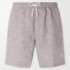 Straight-Leg Mid-Length Logo-Embroidered Printed Swim Shorts Straight-Leg Mid-Length Logo-Embroidered Printed Swim Shorts