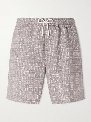 Straight-Leg Mid-Length Logo-Embroidered Printed Swim Shorts Straight-Leg Mid-Length Logo-Embroidered Printed Swim Shorts