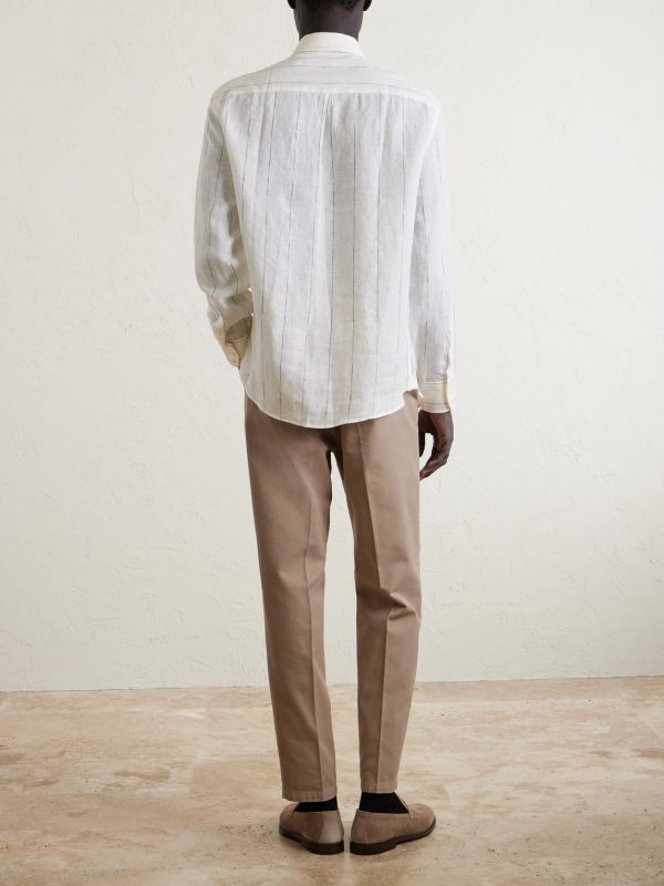 Pinstriped Linen Shirt - BK Pinstriped Linen Shirt - BK