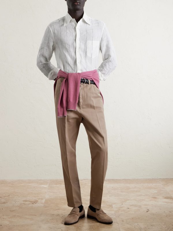 Pinstriped Linen Shirt - OU Pinstriped Linen Shirt - OU