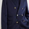 Double-Breasted Silk and Linen-Blend Blazer - CU Double-Breasted Silk and Linen-Blend Blazer - CU