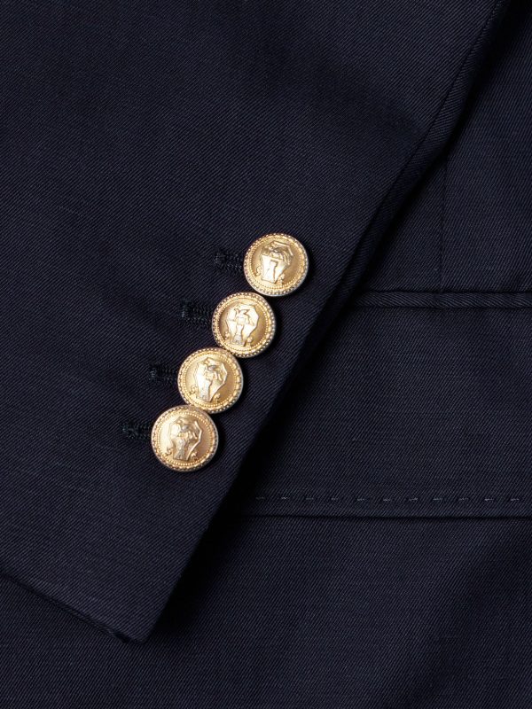 Double-Breasted Silk and Linen-Blend Blazer - E1 Double-Breasted Silk and Linen-Blend Blazer - E1