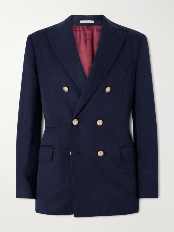 Double-Breasted Silk and Linen-Blend Blazer Double-Breasted Silk and Linen-Blend Blazer