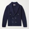 Shawl-Collar Double-Breasted Ribbed Cotton Cardigan Shawl-Collar Double-Breasted Ribbed Cotton Cardigan