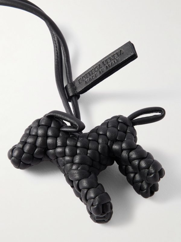 Logo-Debossed Intrecciato Leather Bag Charm - CU Logo-Debossed Intrecciato Leather Bag Charm - CU