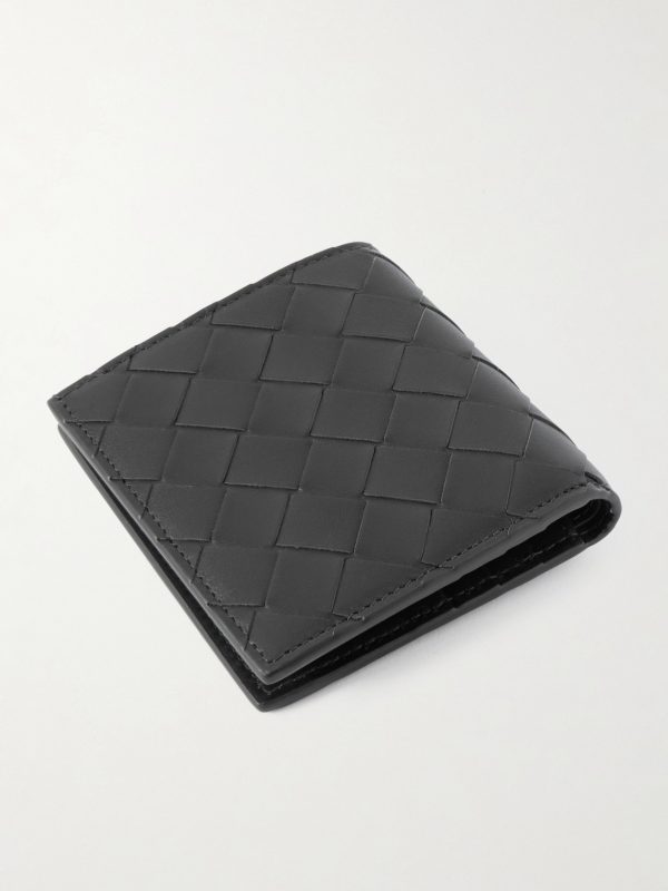 Intrecciato Leather Billfold Wallet - BK Intrecciato Leather Billfold Wallet - BK