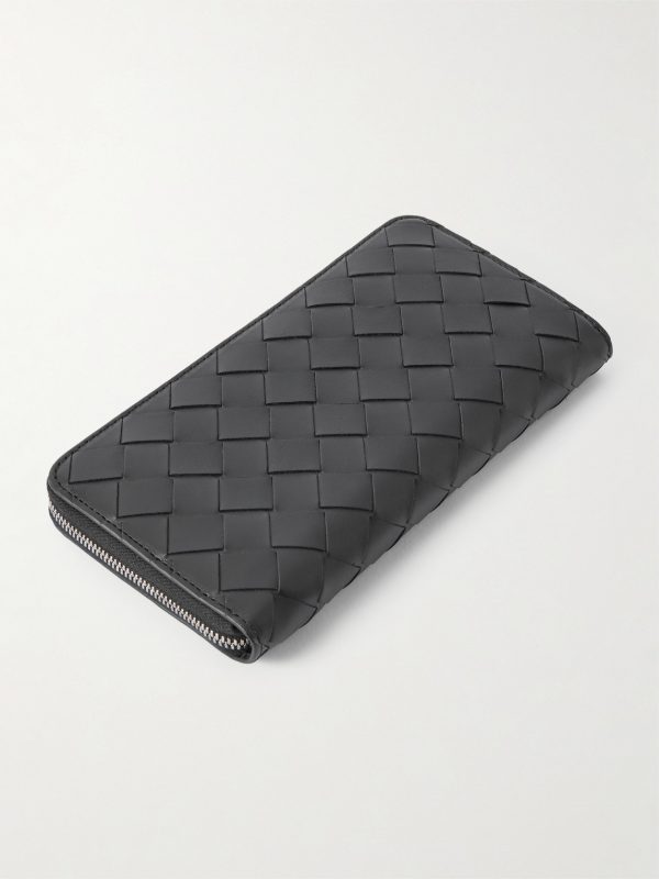 Intrecciato Leather Zip-Around Wallet - BK