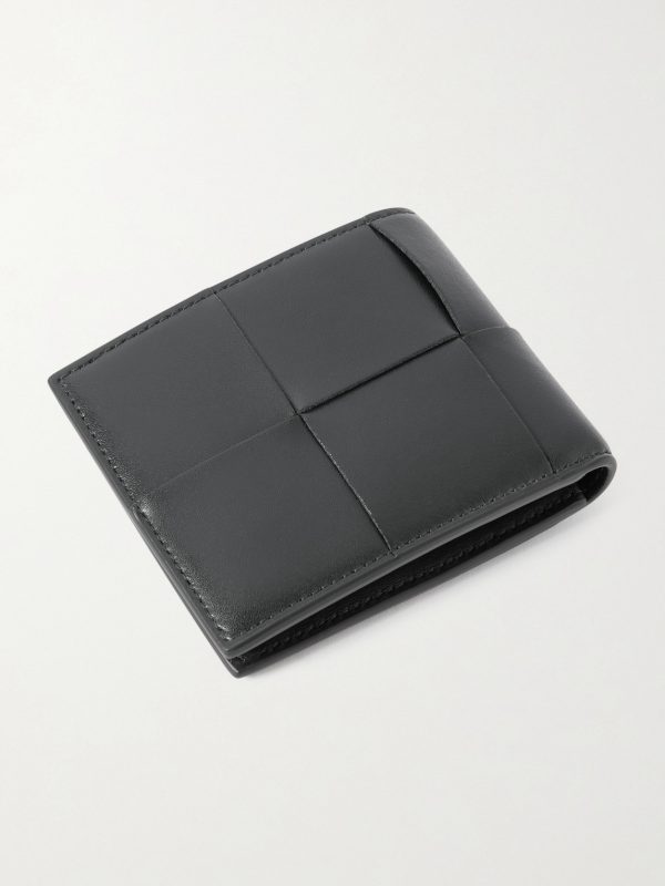 Intrecciato Leather Billfold Wallet - BK Intrecciato Leather Billfold Wallet - BK