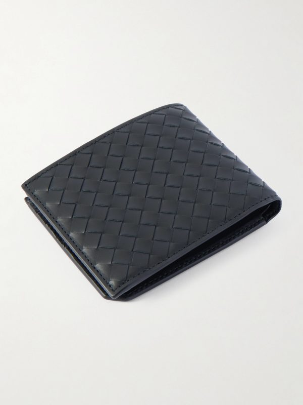 Intrecciato Leather Billfold Wallet - BK Intrecciato Leather Billfold Wallet - BK