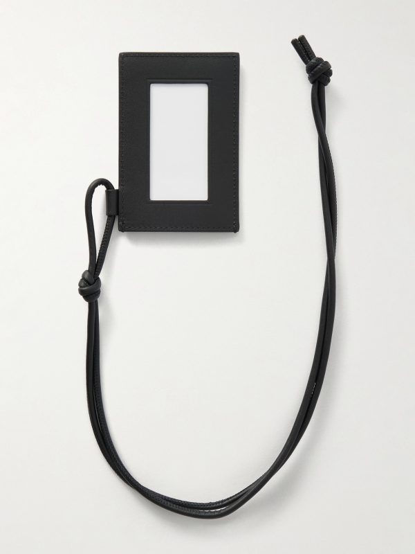 Intrecciato Leather Badge Holder - BK