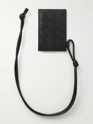 Intrecciato Leather Badge Holder