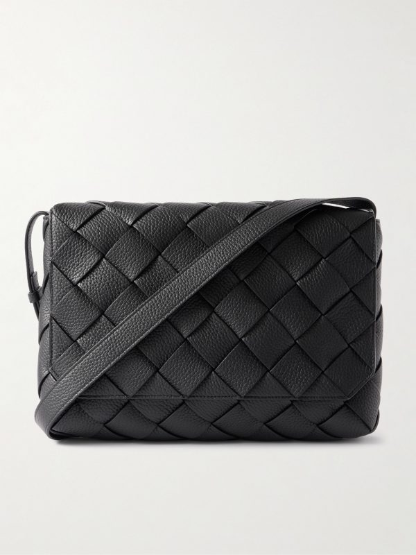 Large Diago Intrecciato Full-Grain Leather Messenger Bag