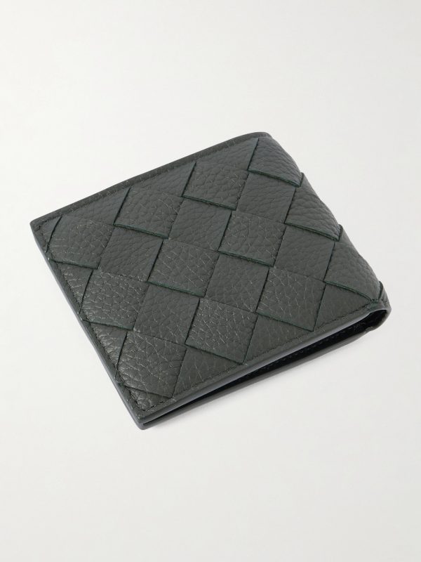 Intrecciato Full-Grain Leather Billfold Wallet - BK Intrecciato Full-Grain Leather Billfold Wallet - BK