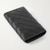 Intrecciato Leather and Silver-Tone Key Holder Case - BK