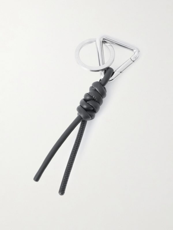 Braided Leather and Silver-Tone Keyring - BK