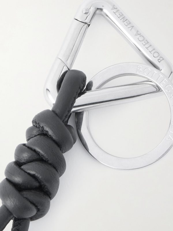 Braided Leather and Silver-Tone Keyring - CU