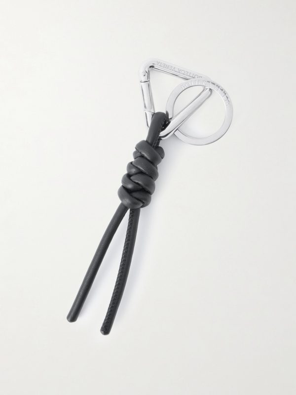 Braided Leather and Silver-Tone Keyring