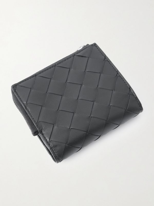 Intrecciato Leather Zip-Around Wallet - BK Intrecciato Leather Zip-Around Wallet - BK