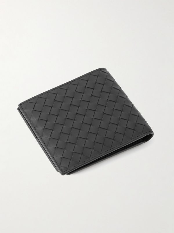 Intrecciato Leather Billfold Wallet - BK Intrecciato Leather Billfold Wallet - BK