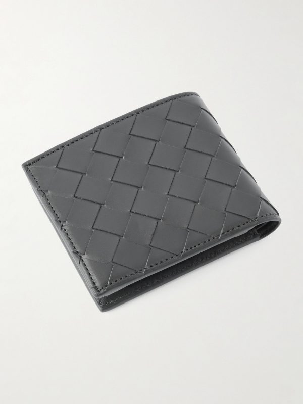 Intrecciato Leather Billfold Wallet - BK Intrecciato Leather Billfold Wallet - BK