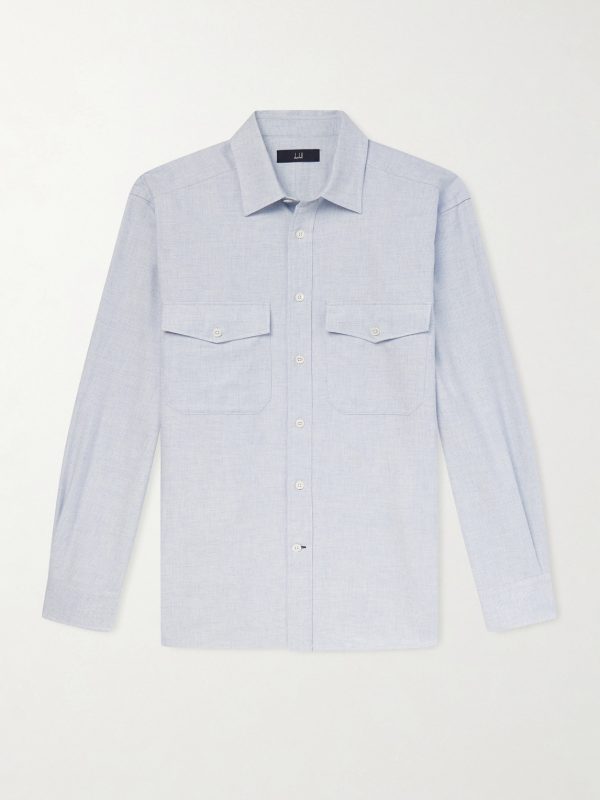 Micro-Checked Cotton and Cashmere-Blend Shirt Micro-Checked Cotton and Cashmere-Blend Shirt