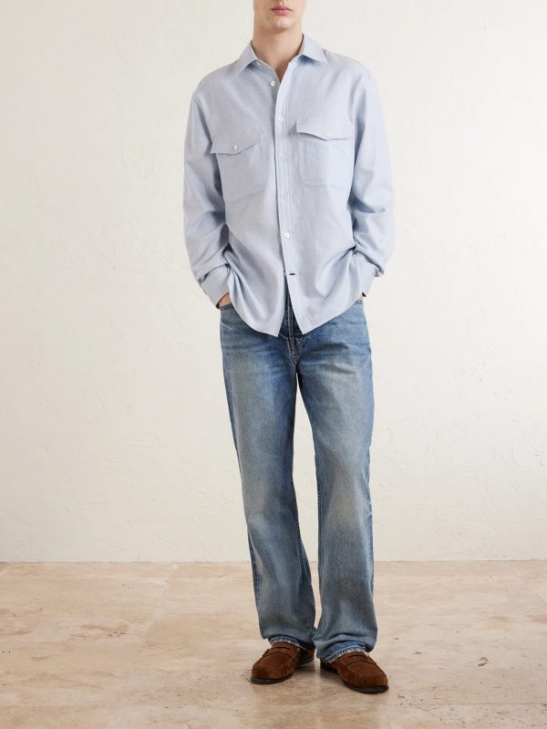Micro-Checked Cotton and Cashmere-Blend Shirt - OU Micro-Checked Cotton and Cashmere-Blend Shirt - OU