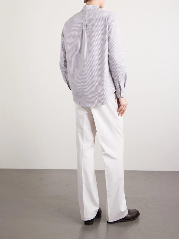 Striped Cotton and Cashmere-Blend Shirt - BK Striped Cotton and Cashmere-Blend Shirt - BK