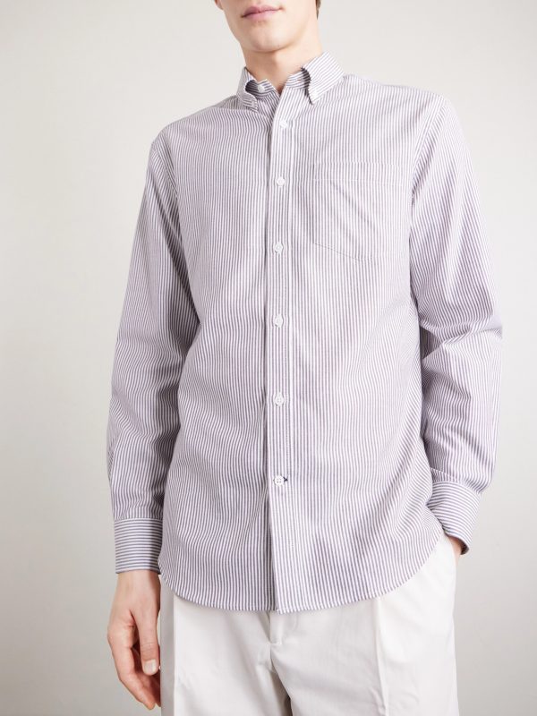 Striped Cotton and Cashmere-Blend Shirt - FR Striped Cotton and Cashmere-Blend Shirt - FR