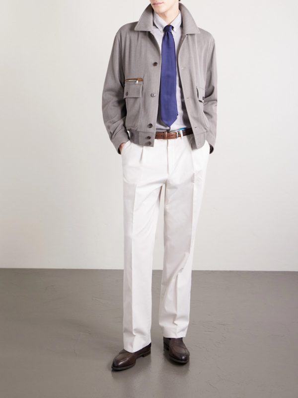 Striped Cotton and Cashmere-Blend Shirt - OU Striped Cotton and Cashmere-Blend Shirt - OU