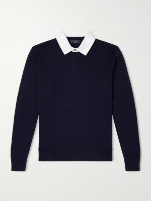 Cotton-Trimmed Cashmere and Linen-Blend Polo Shirt