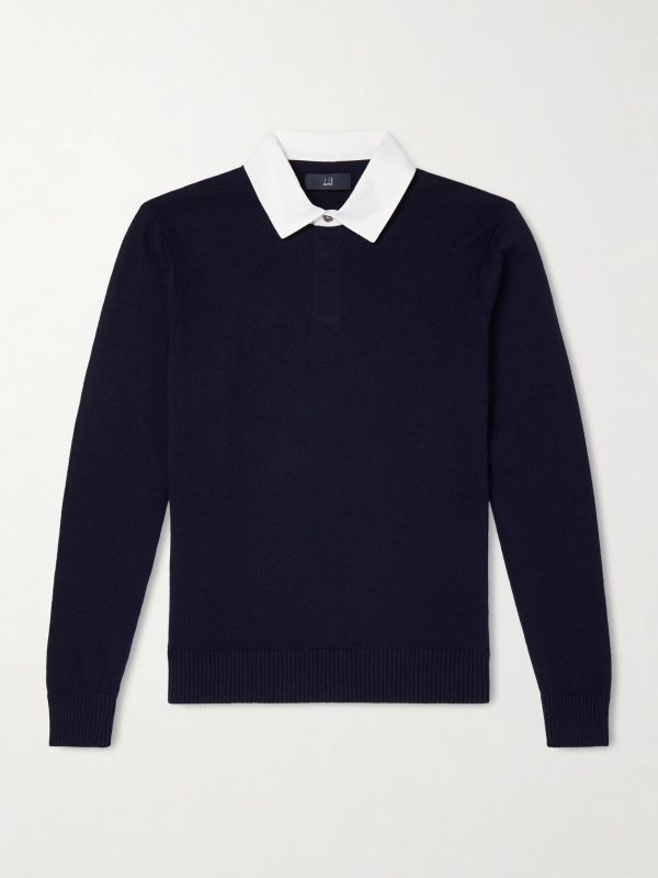 Cotton-Trimmed Cashmere and Linen-Blend Polo Shirt