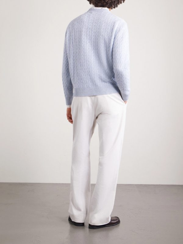 Cable-Knit Cashmere and Linen-Blend Sweater - BK