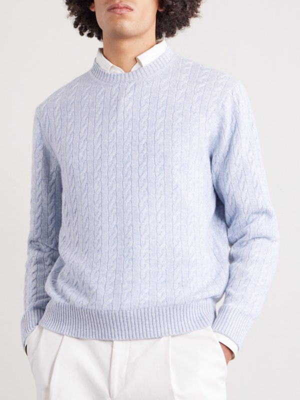 Cable-Knit Cashmere and Linen-Blend Sweater - FR